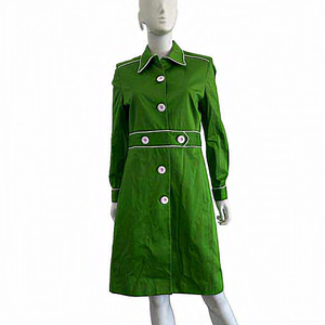 Larry Levine trench coat green‎ white buttons